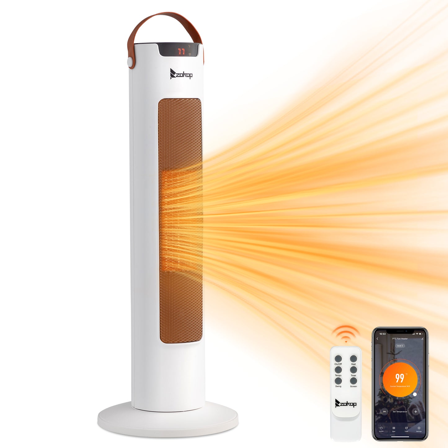 24-Inch Tower Space Heater 1500W WiFi App & Remote Control Thermostat