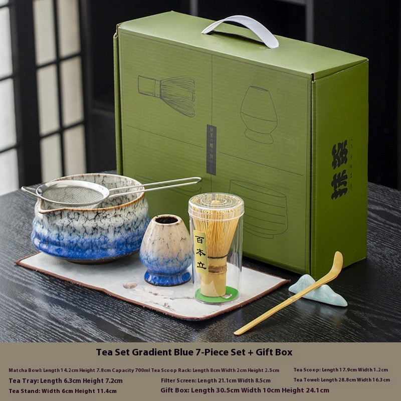 Japanese Style Matcha Bowl Set with Whisk and Accessories - Ceramic Tea Ceremony Kit