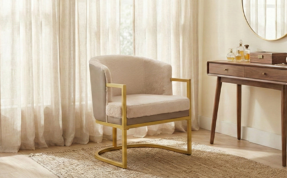 Cozy Upholstered Accent Chair with Gold Metal Frame - Brown