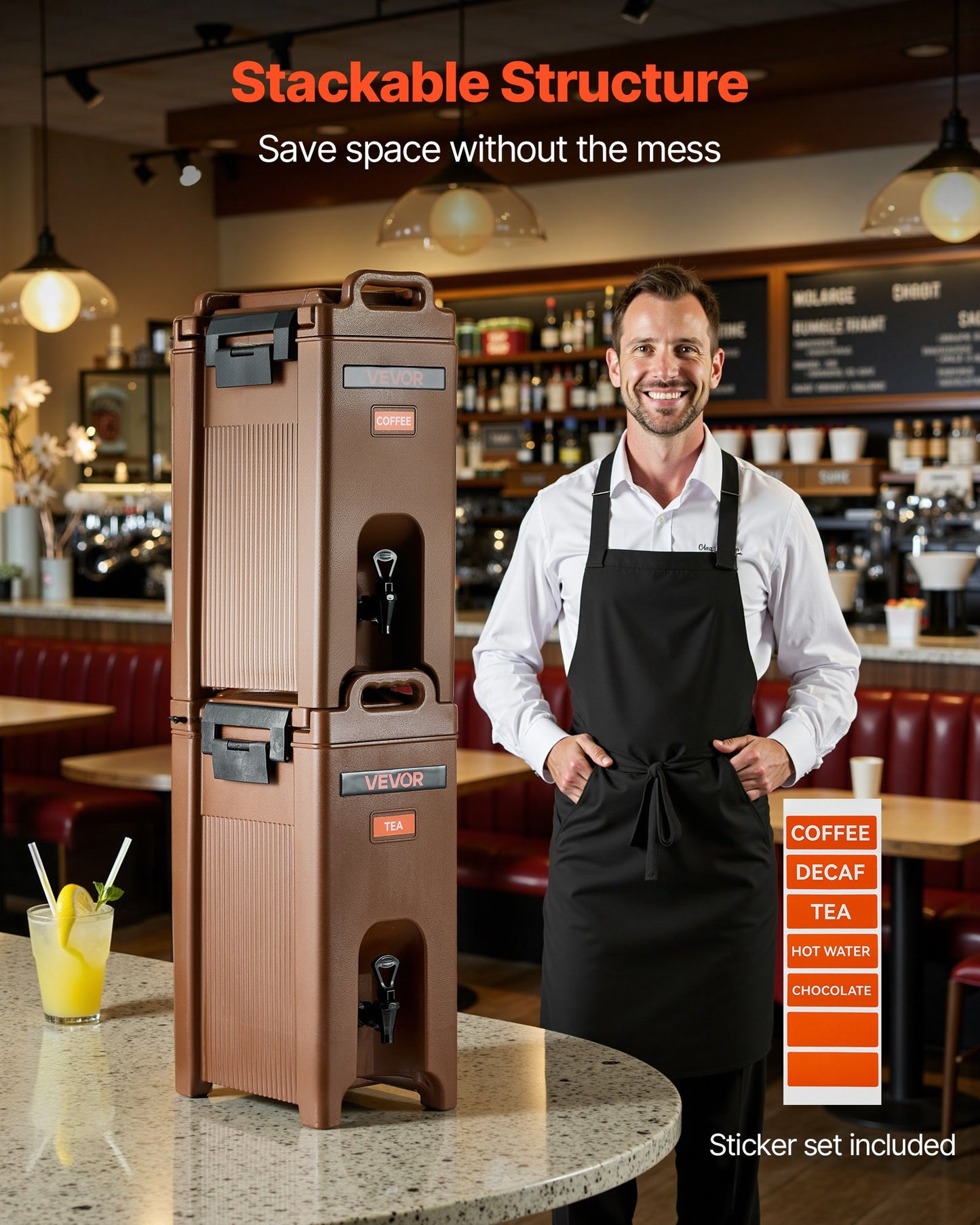 5 Gallon Insulated Beverage Dispenser - Hot & Cold Drink Server