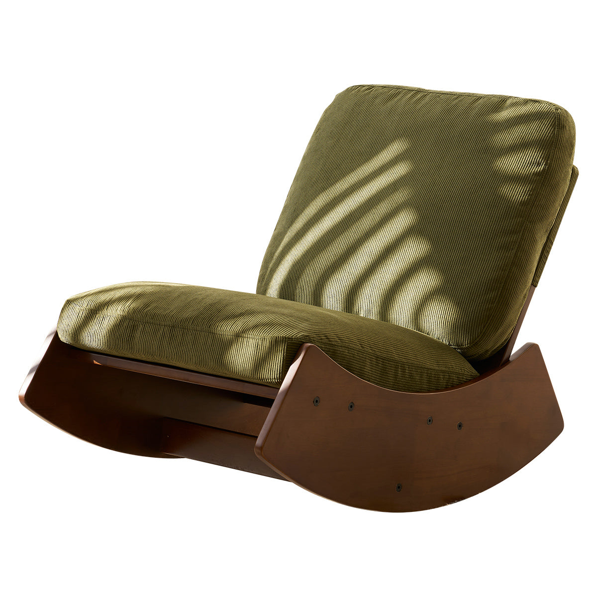 Comfortable Green Glider Rocking Chair with Solid Wood Frame