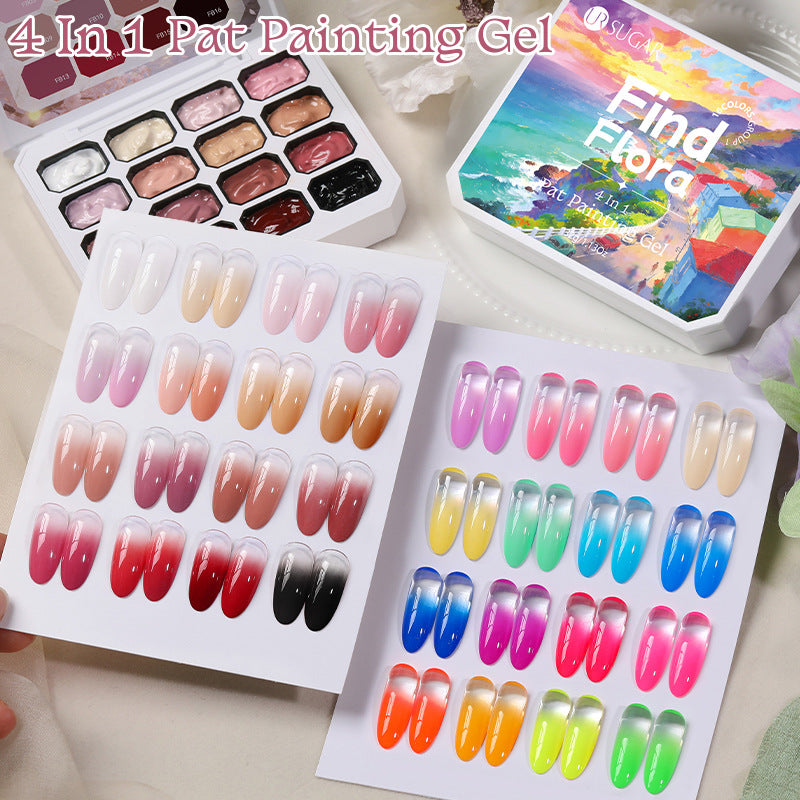 16 Color Nail Art Glitter Gel Set - High Chroma Gradient & Solid Painting