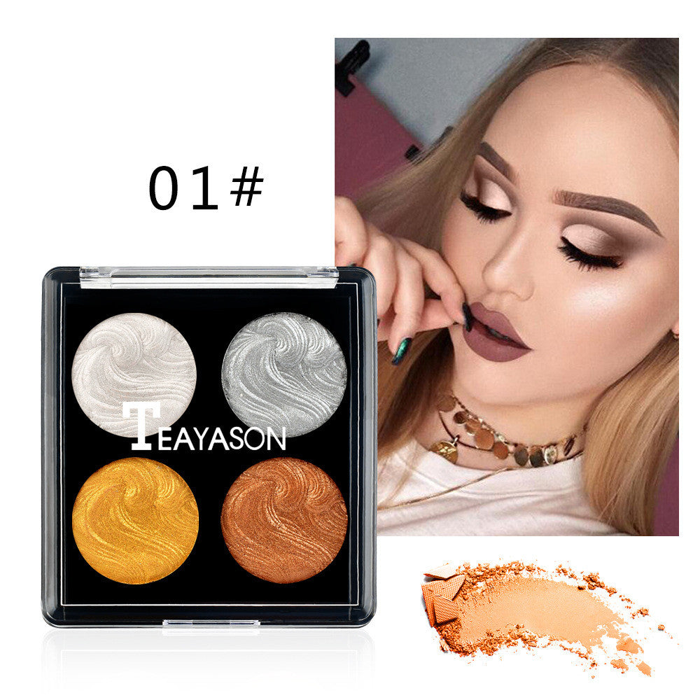 4-Color Highlighting Eyeshadow Palette Brightening Cake Makeup Set - CJ