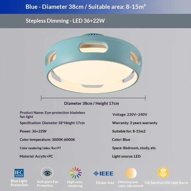 Leafless Dimmable Fan-Light with Full Spectrum Eye Protection for Bedroom