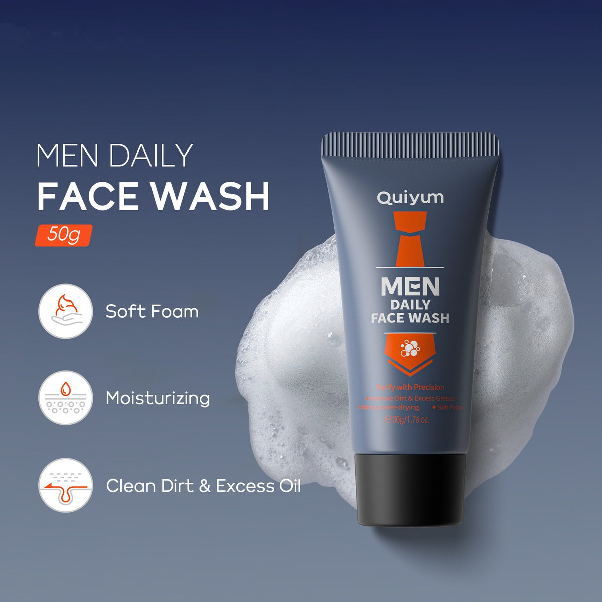 Men's 50g Facial Cleanser for Pore Cleaning - Daily Skin Care