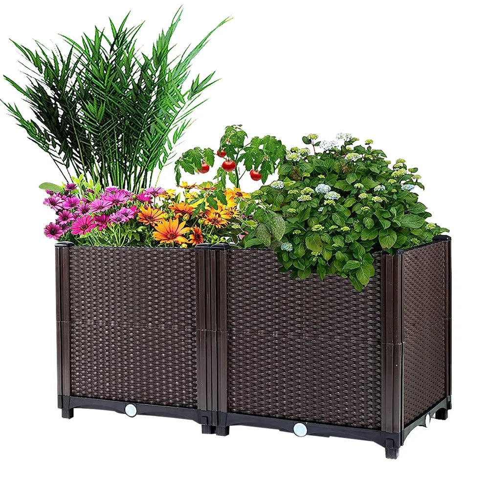 Self-Watering Raised Garden Bed Planter for Flowers & Vegetables