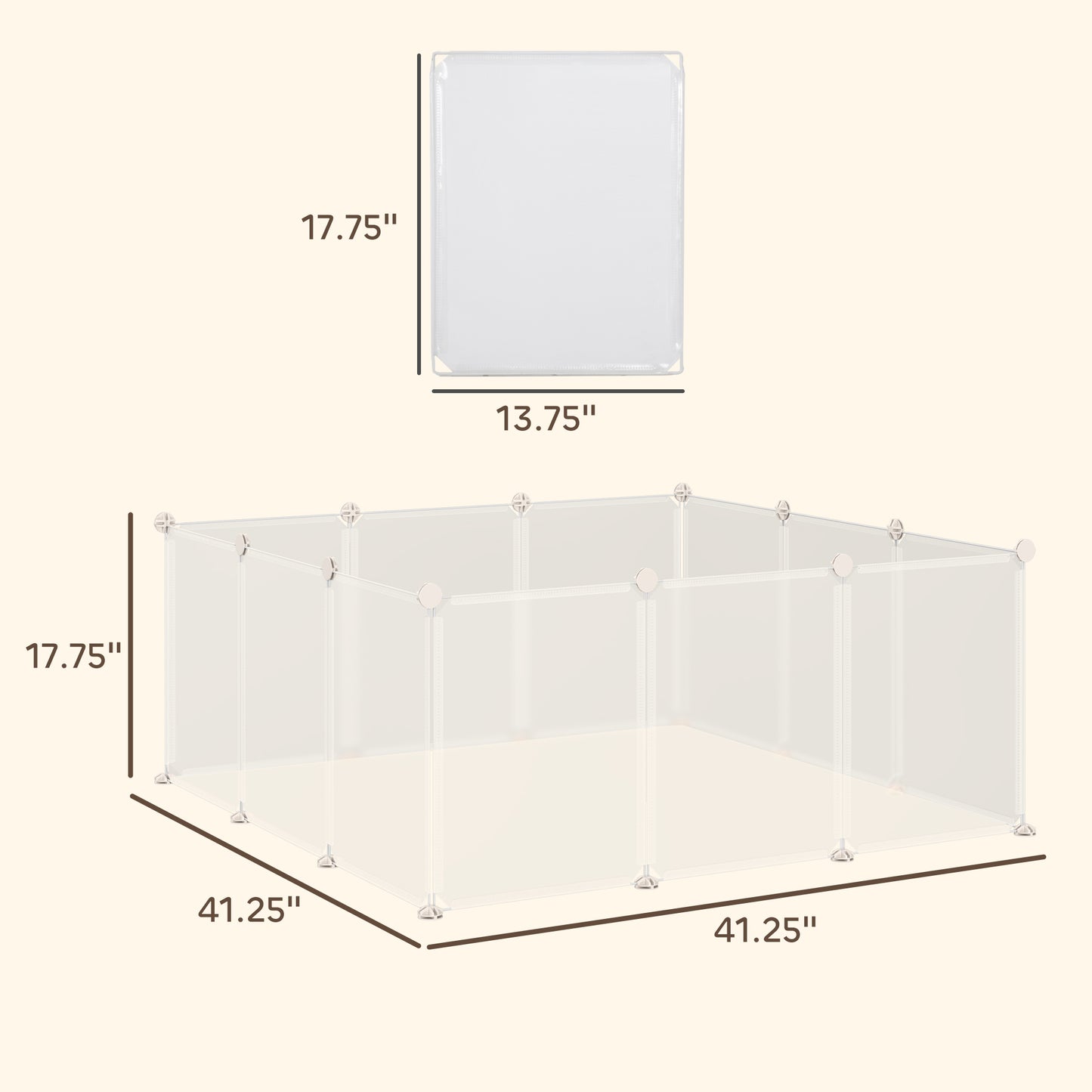 Small Animal DIY Playpen Enclosure with 12 Panels, White, 41 x 41 inches