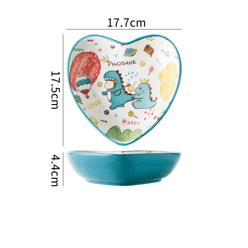 Cartoon Ceramic Dish Set with Dinosaur Pattern - Kitchen Tableware Collection