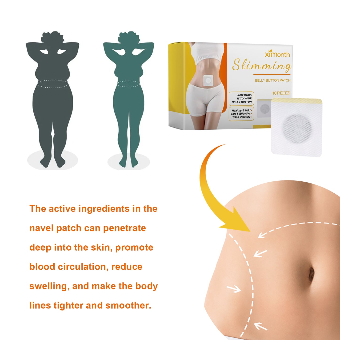 Slimming Navel Patch - 10-Piece Herbal Body Contouring & Firming Treatment