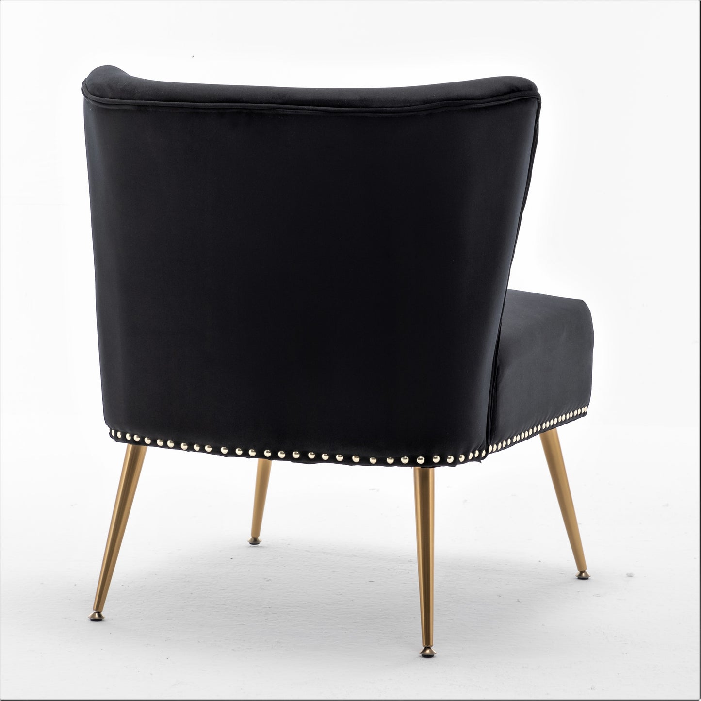 Printed Cloth Accent Chair, Armless Slipper Chair With Metal Legs,