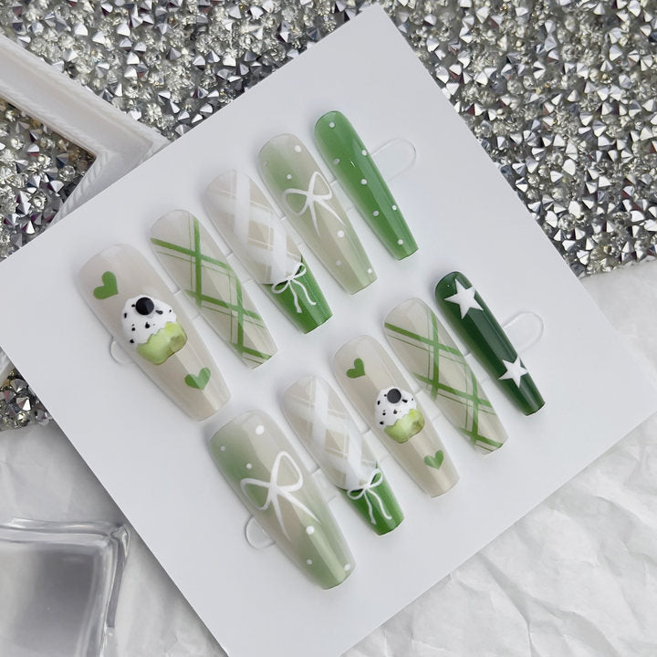 Summer Nail Stickers Set with Glossy and Frosted Sealing Layers - Cool Ice Cream Design