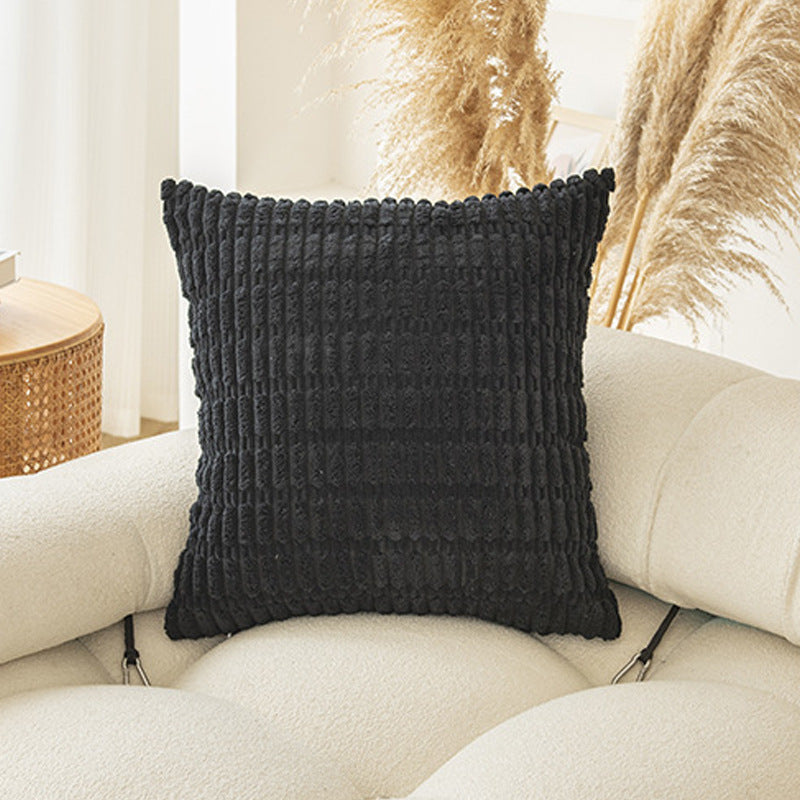 Boho Striped Throw Pillow Covers Plush Fabric Cushion Covers for Sofa & Bed