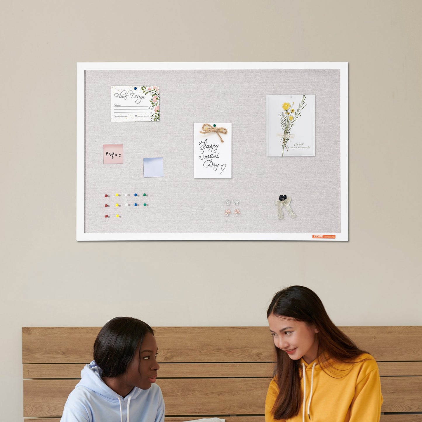 36x24 White Cork Board - Stylish Wall-Mounted Bulletin Board