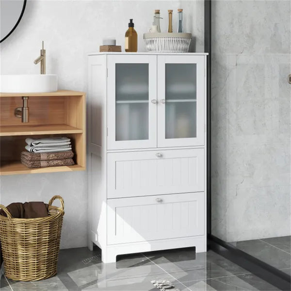 Freestanding Floor Storage Cabinet with Adjustable Shelf and 2 Drawers