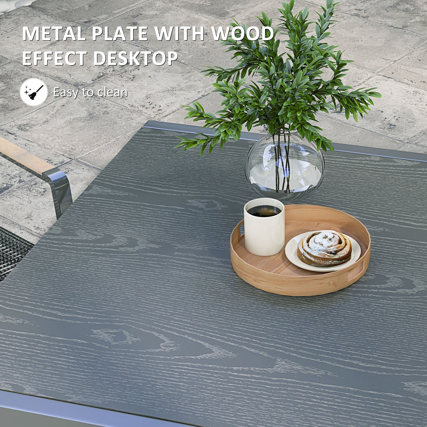 Rectangular Patio Dining Table for 6-8 People - Dark Gray