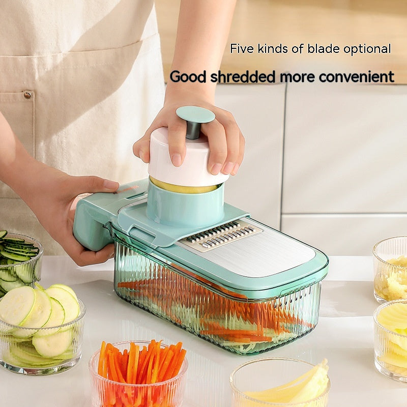 Multi-function Vegetable Chopper with Blades & Basket - Kitchen Grater for Potatoes & More