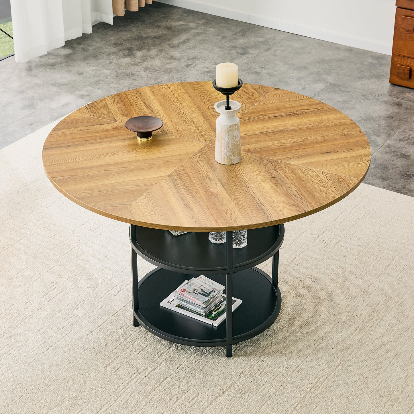 47.3-inch Diameter Modern Splicing Circular Dining Table -