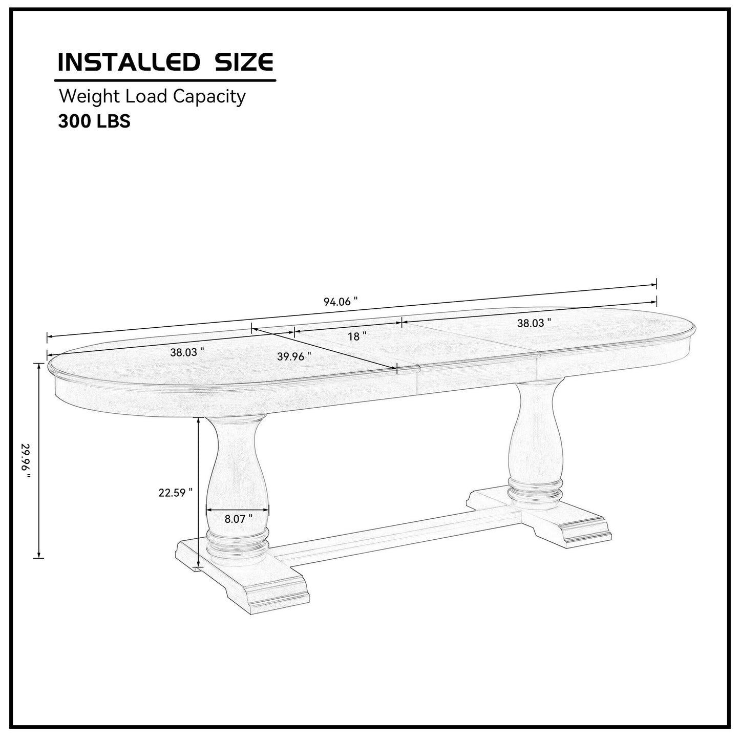 94 Inch Extendable Wooden Dining Table for 6 - Dark Oak