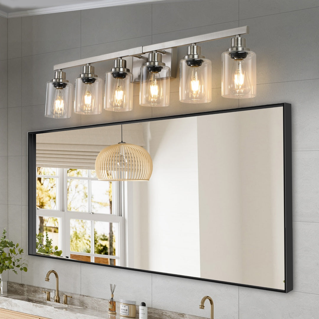Modern 6-Light Bathroom Vanity Light Fixture - Brushed Nickel