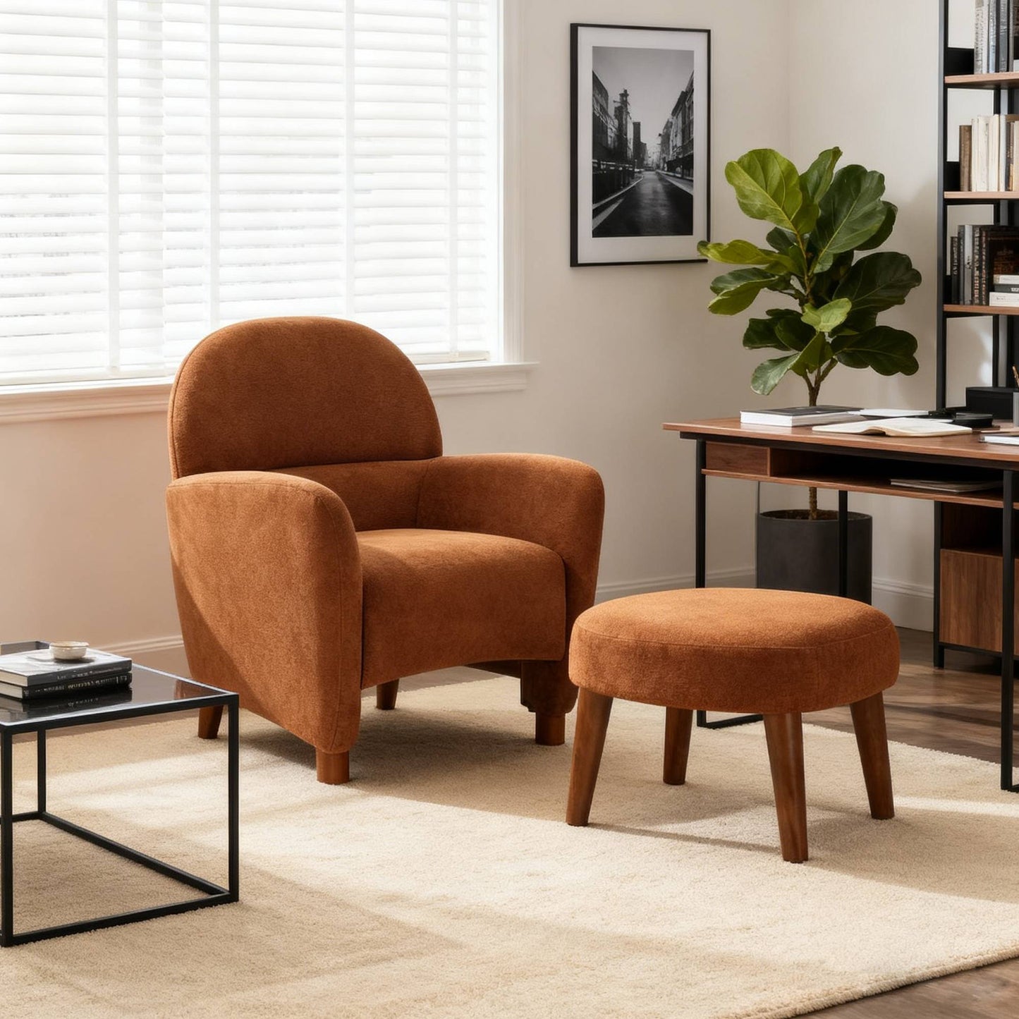 Modern Lazy Chair With Footrest Ottoman - Upholstered Leisure Sofa