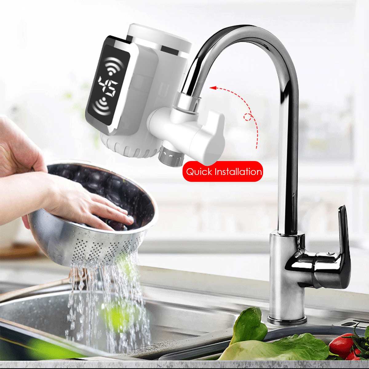 Electric Faucet Connector No Installation Needed - White