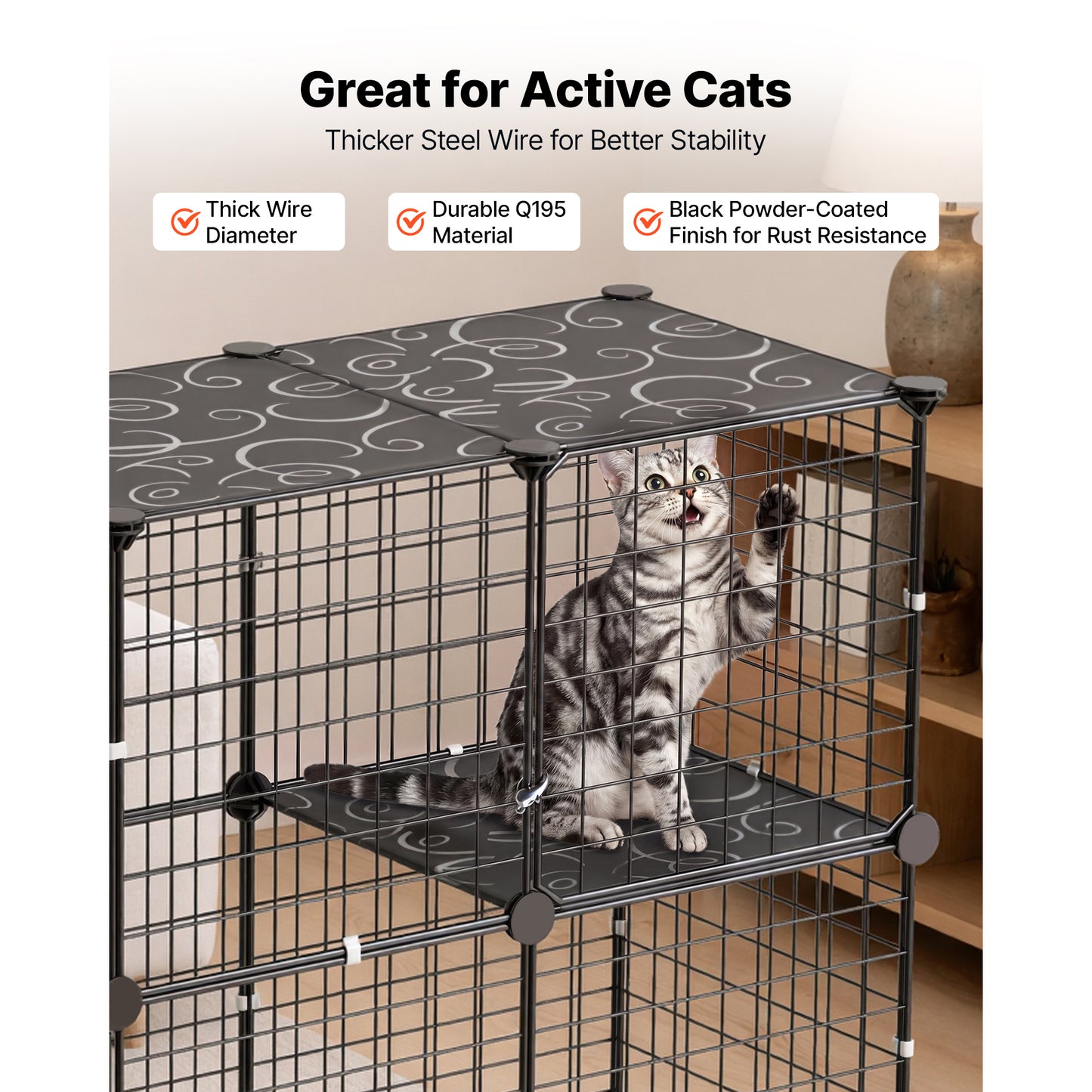 Large 4-Tier Cat Playpen with Litter Box - Indoor Exercise Enclosure, Detachable Metal Wire Cage for Cats & Small Animals