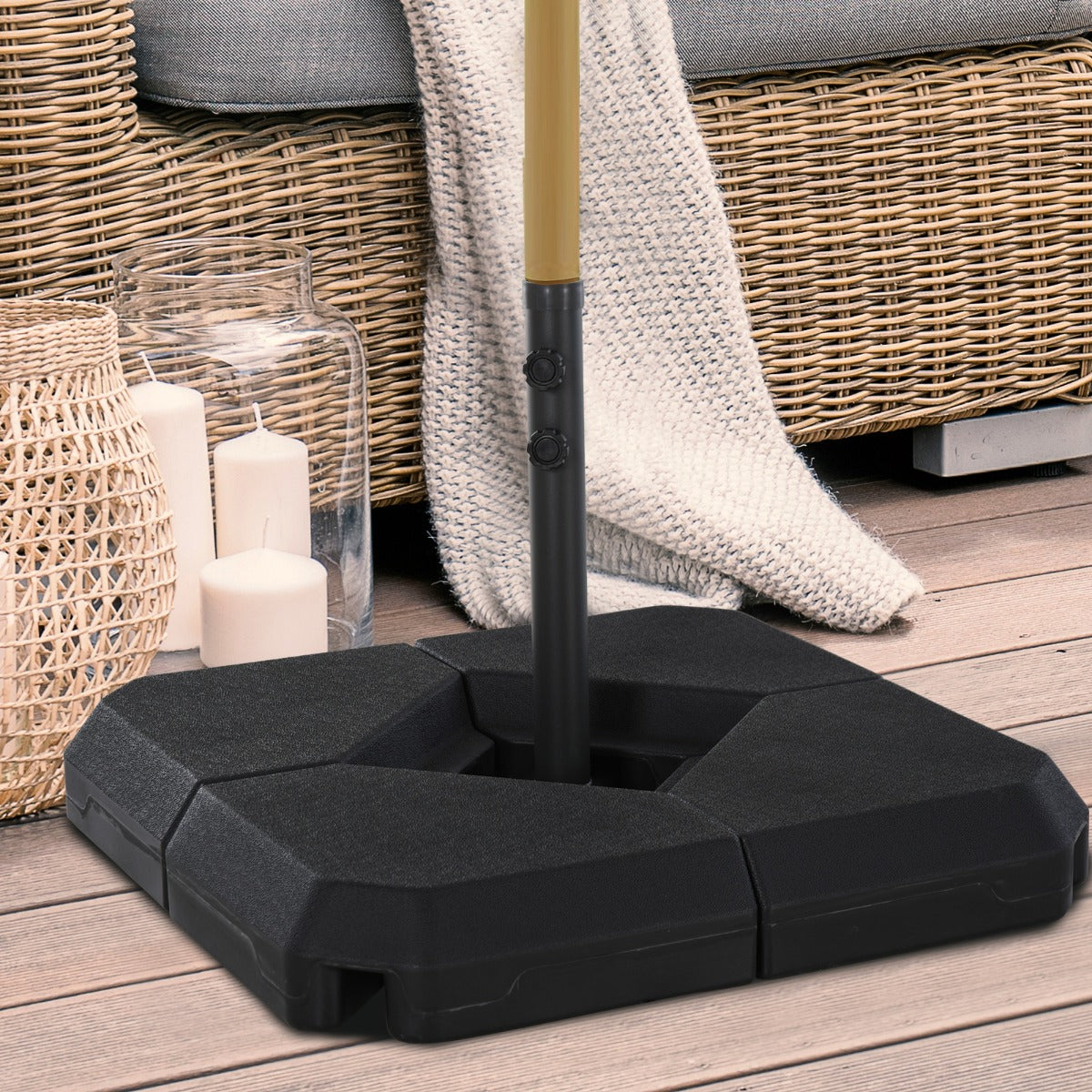 Umbrella Stand with Steel Base & 4 Fillable Weights - Black