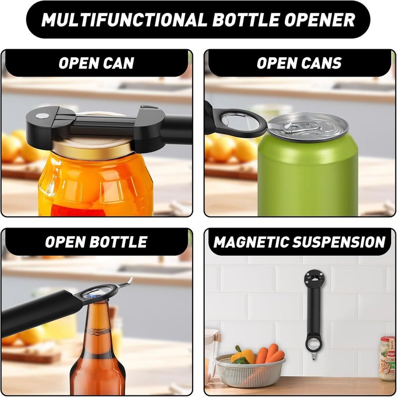 Magnetic Expandable Bottle Opener 3-in-1 Multi-Tool for Kitchen & Bar
