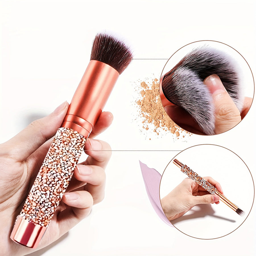 10-Piece Luxury Crystal Makeup Brush Set - Diamond Handle with Pouch