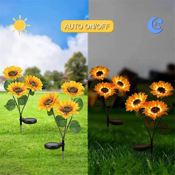 Solar Garden Stake Lights - 2 Pack LED Sunflower Design