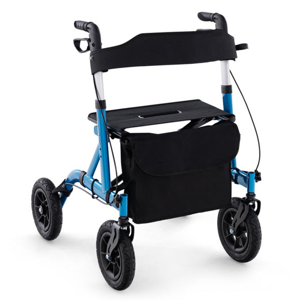 All-Terrain Rollator Walker with 9.5-Inch Wheels & Adjustable Height