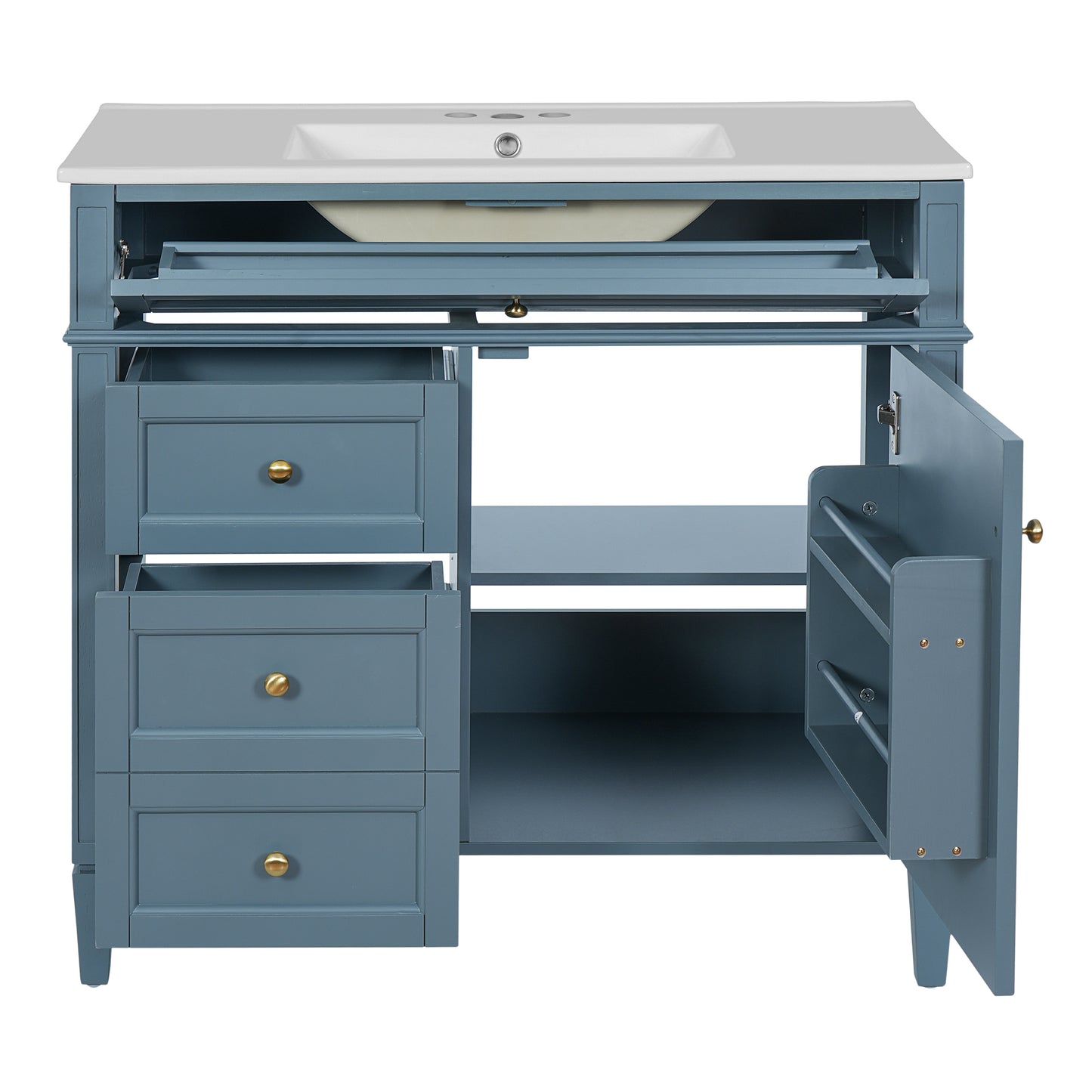 36-Inch Indigo Blue Modern Bathroom Vanity with Sink