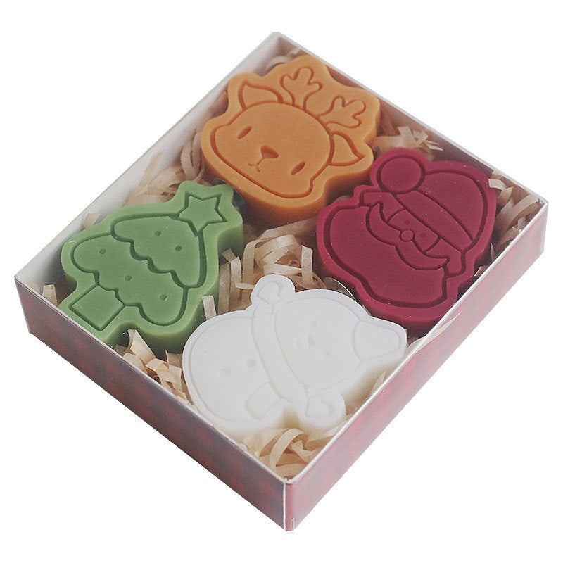 Holiday Scented Candles Set with Snowman & Snowflake Shapes - Freesia Fragrance