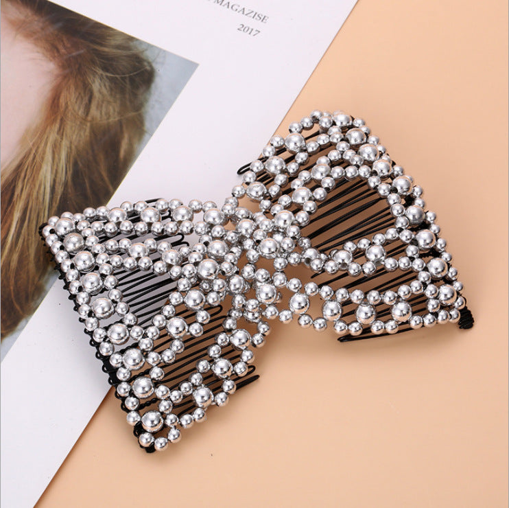 20-Tooth Beaded Hair Comb - Electroplated Alloy