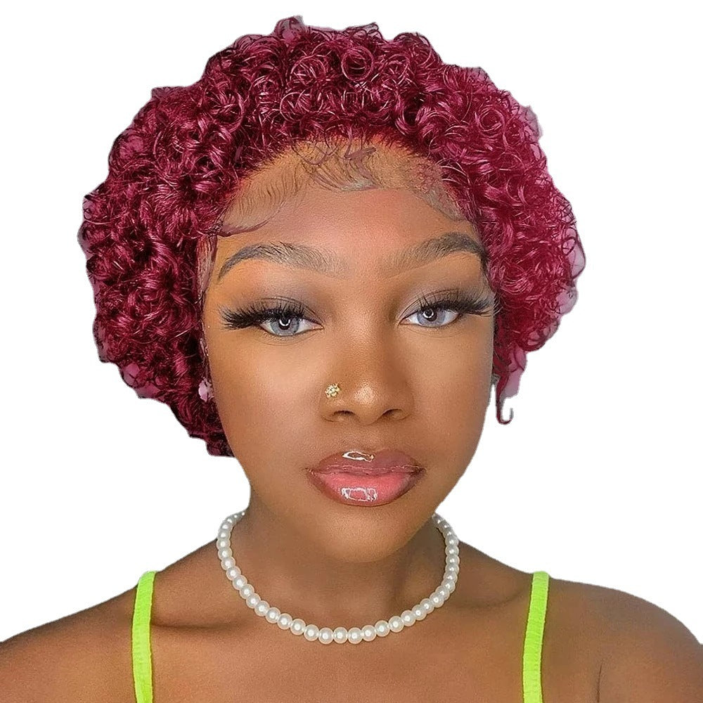 Wine Red Curly Synthetic Wig for Ladies - Short Exotic Hair Extension