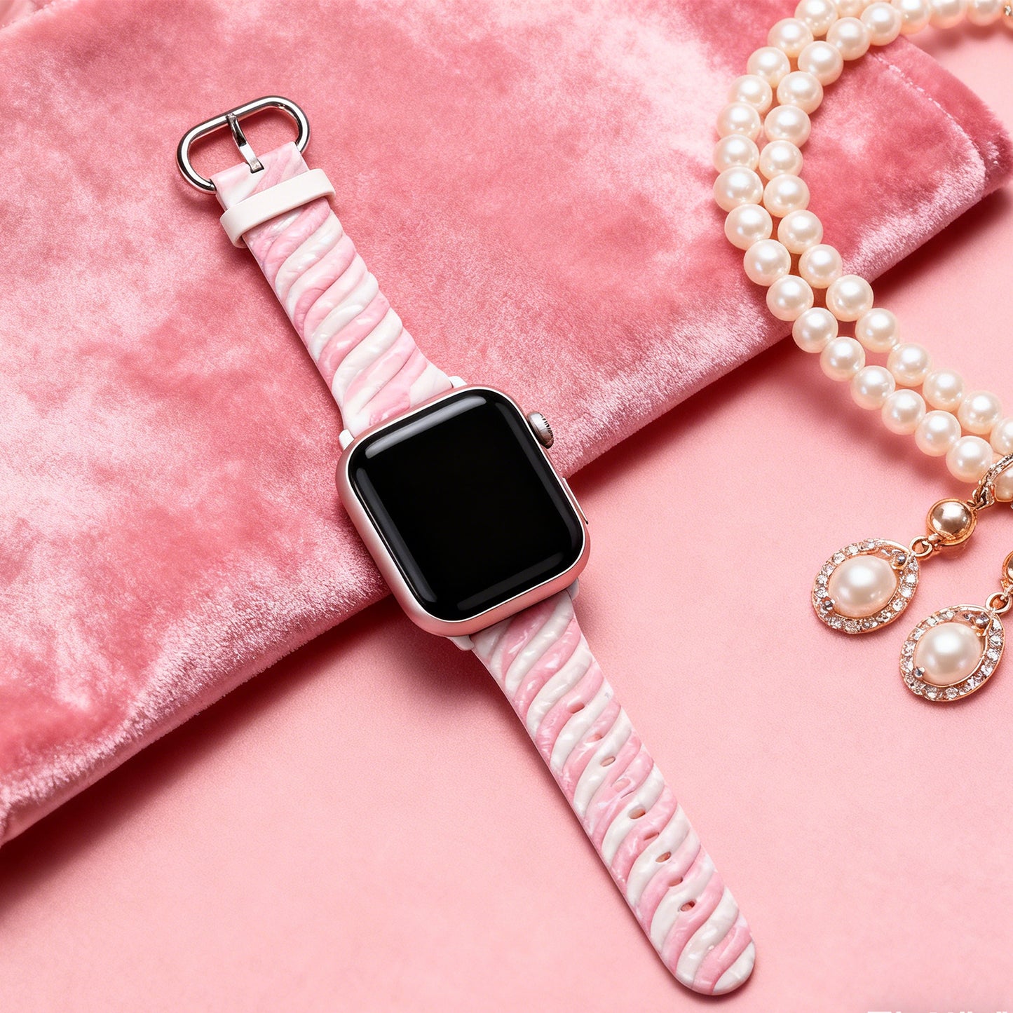 Pink & White Watch Strap for Apple Watch - Model 8926