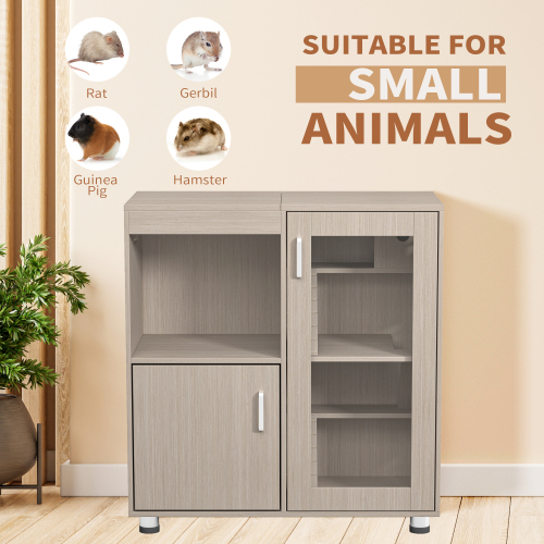 Wooden Guinea Pig Cage with 4 Tiers, Lockers & Acrylic Windows