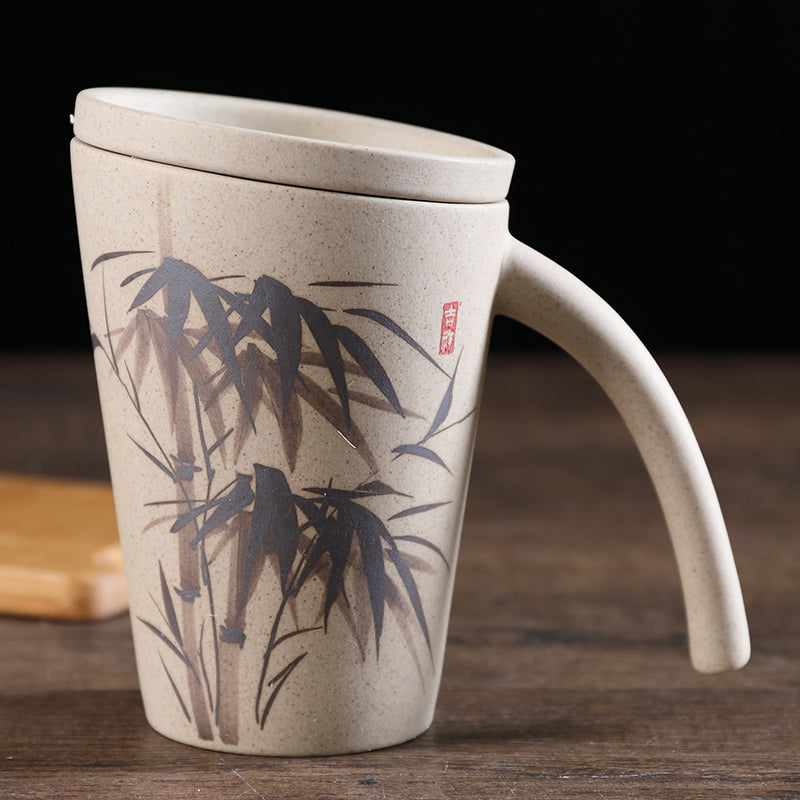 Ceramic Mug with Lid - Nostalgic Breakfast Coffee Cup - Multiple Styles