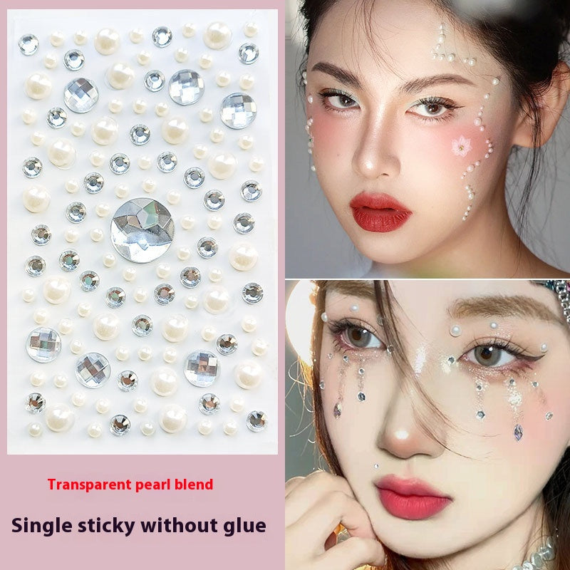 Pearl and Crystal Nail Art Stickers Set for DIY Manicure and Decor