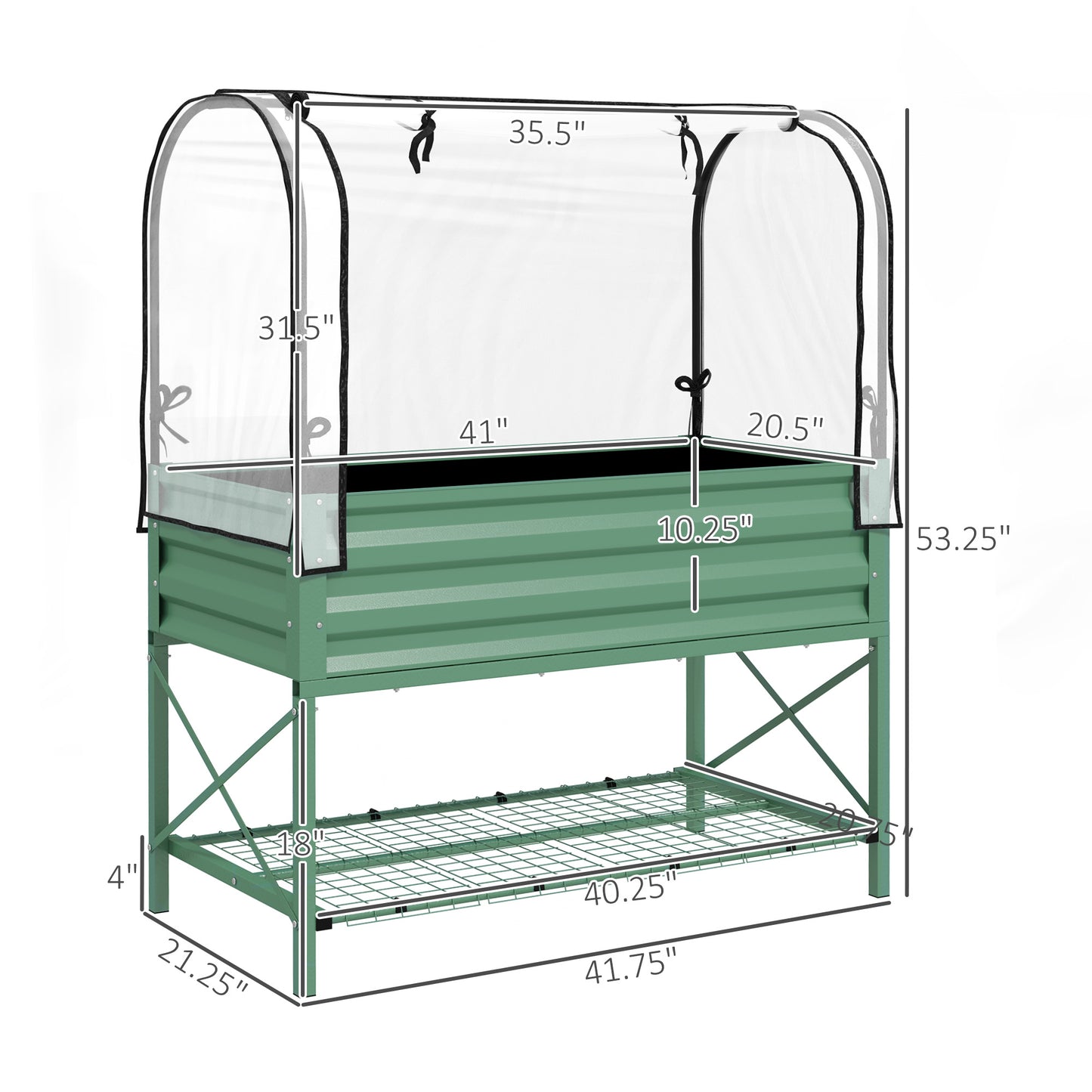 Raised Garden Bed with Legs and Cover - Metal Elevated Planter Box with Shelf for Vegetables