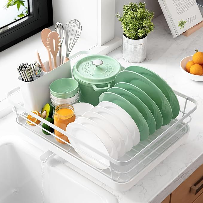 Double-Layer Kitchen Storage Rack for Tableware - Modern Plastic & Iron