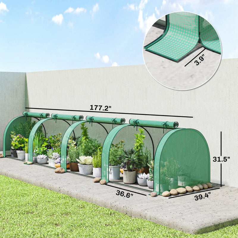 Mini Greenhouse with Roll-Up Zipper Doors - Green & Dark Green