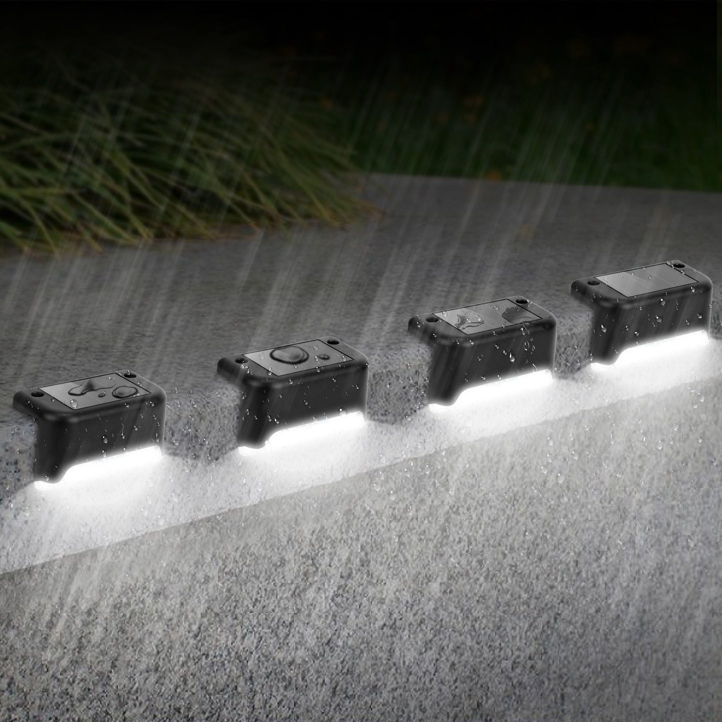 4 Pack Solar LED Step Lights Outdoor Water-Resistant Fence & Path Lights