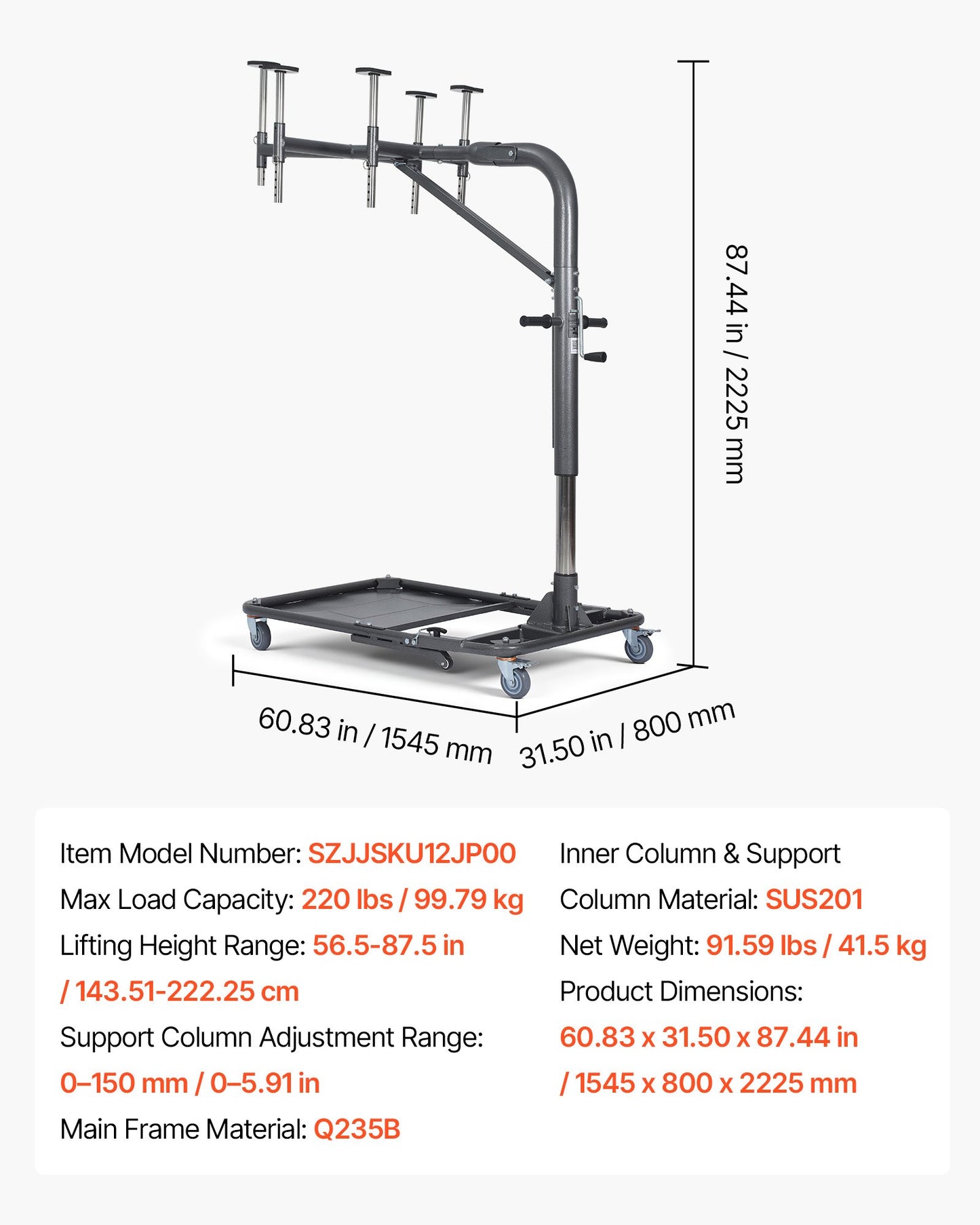 Jeep Hard Top Removal Lift - 220 Lb Capacity, Foldable & Adjustable, Easy One-Person Operation