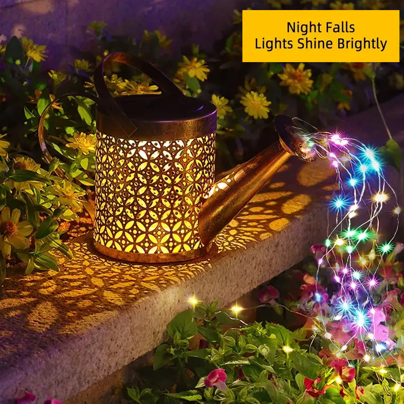 Solar Watering Can Garden Lights - Outdoor Pathway Lawn Decor, 2-Pack