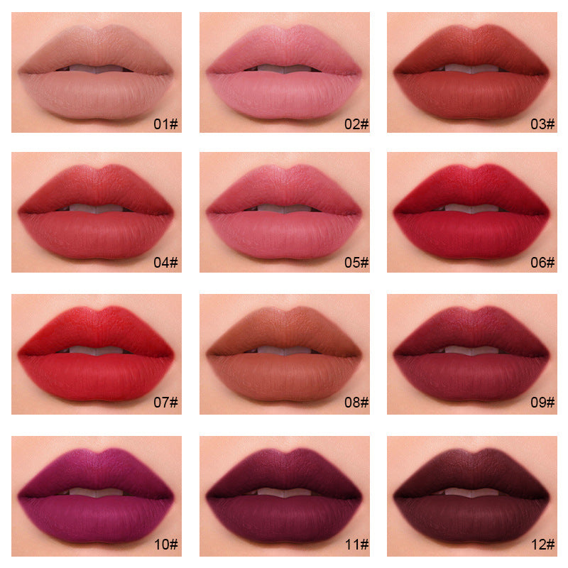 12-Color Lipstick & Lip Balm Set - Lazy Lip Makeup Display Box