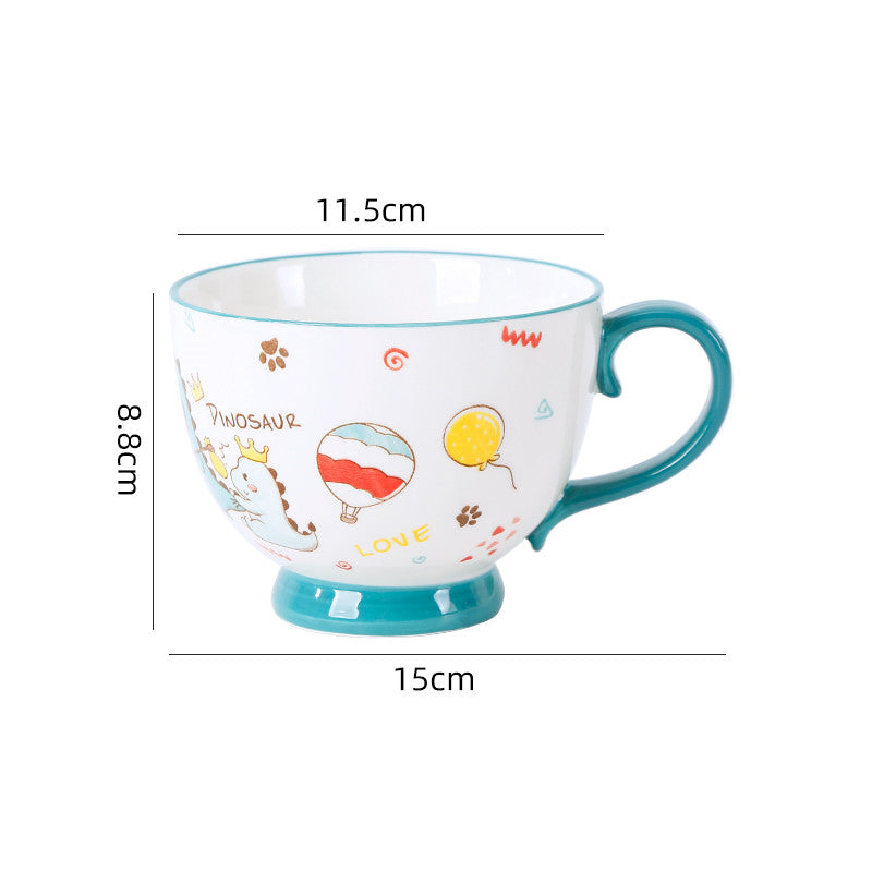 Cartoon Ceramic Dish Set with Dinosaur Pattern - Kitchen Tableware Collection