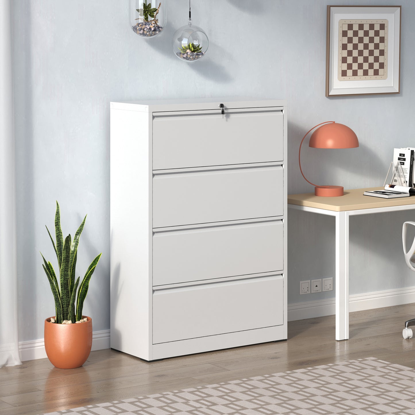 4 Drawer Lateral File Cabinet, Heavy Duty Metal Filing 35.4 Inch Wide