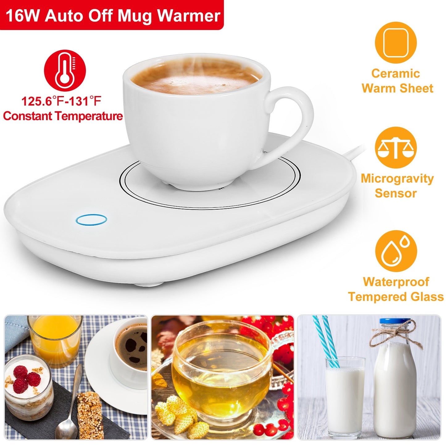 Electric Coffee Mug Warmer with Auto Shut Off - Keeps Beverages Warm