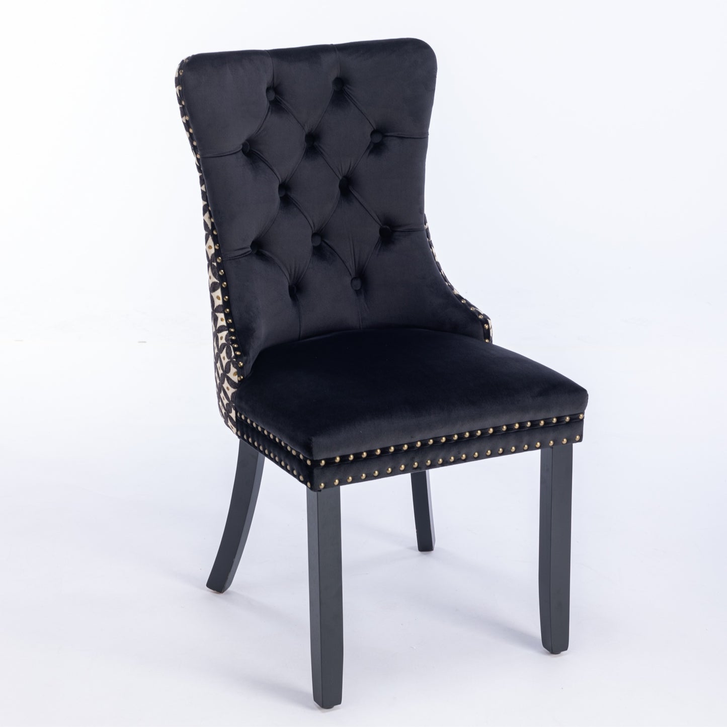 Luxury Velvet Dining Chairs Set of 2 - Black & Patterned